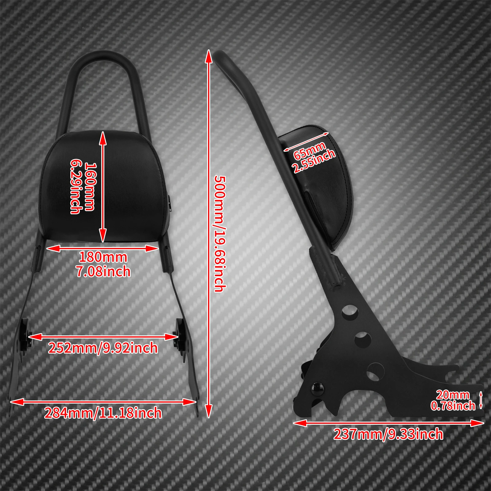 Motorcycle Detachable Sissy Bar Passenger Backrest Black For Harley Sportster XL 883 1200 72 48 Iron Roadster Custom 2004-2023