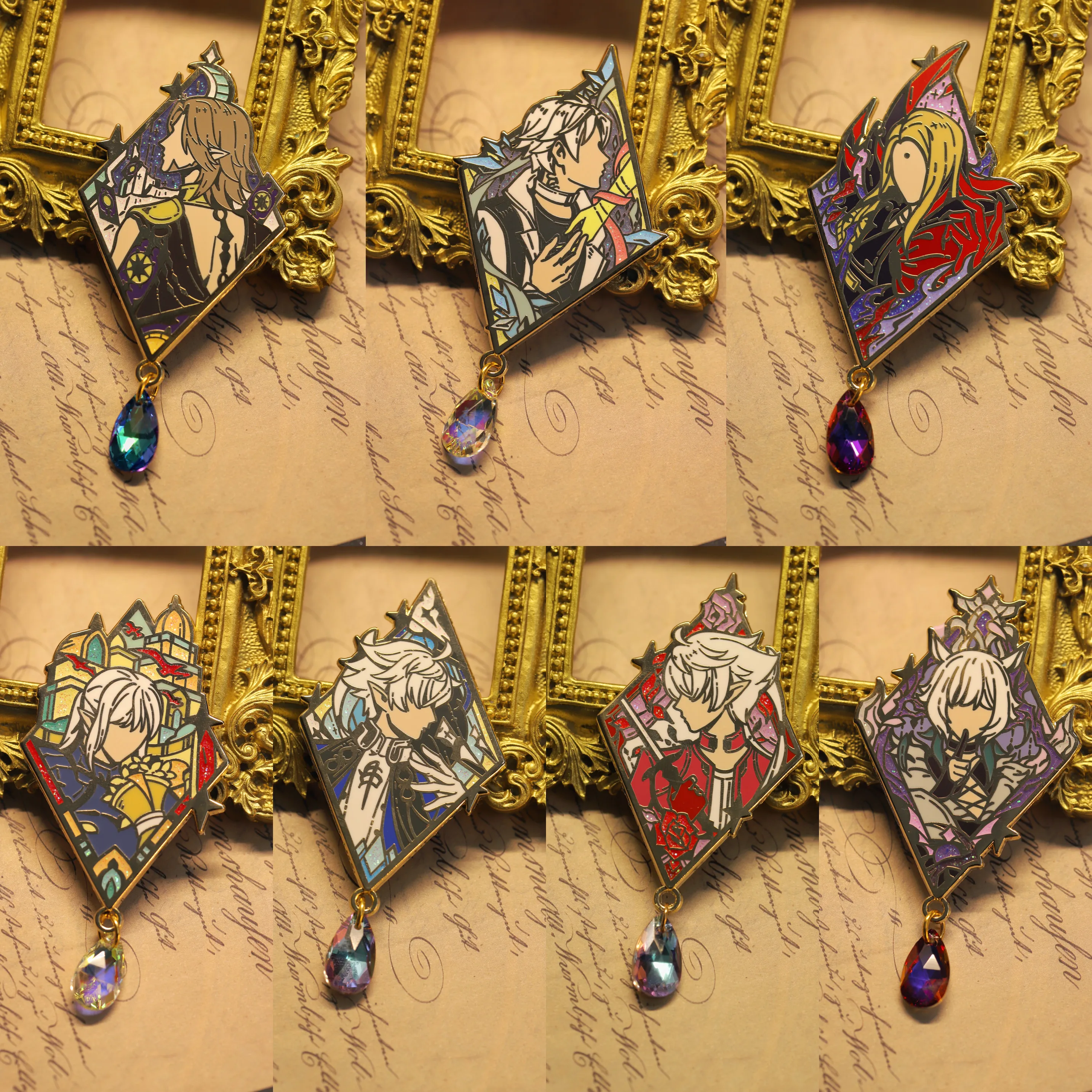 Game Urianger Augurelt Alphinaud Leveilleur Cosplay Metal Badge Button Brooch Pins Pendant Collection Toys