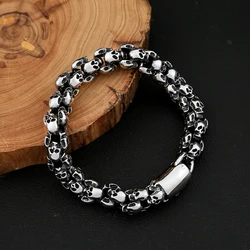 Gothic Vintage Stainless Steel Skull Bangle for Men Punk Trend Personalized Amulet Bracelets Fashion Jewelry Gifts Dropshipping