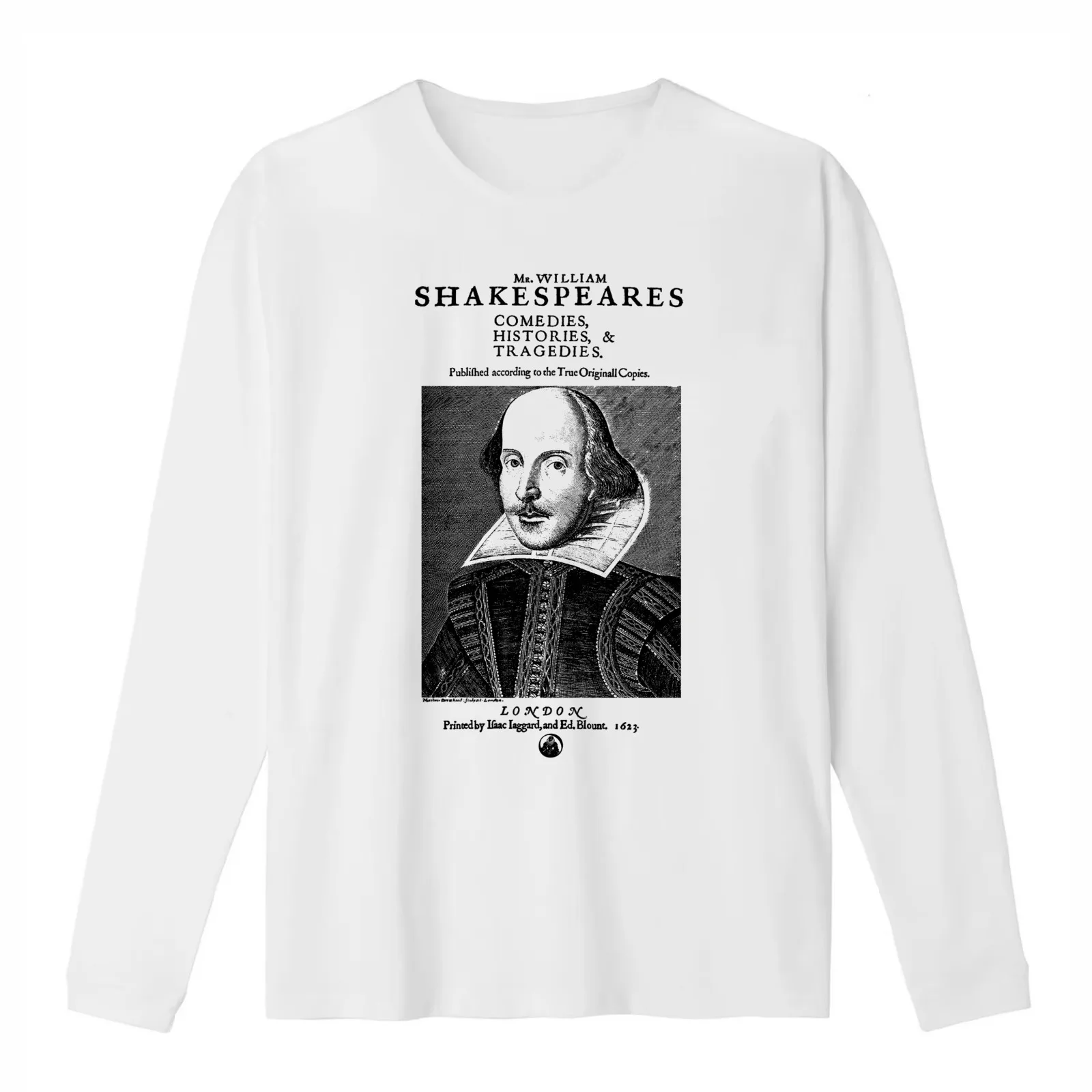 Shakespeare First Folio Frontpiece - Simple Black Version T-Shirt Summer Casual Cotton Tee Oversized Streetwear Tops