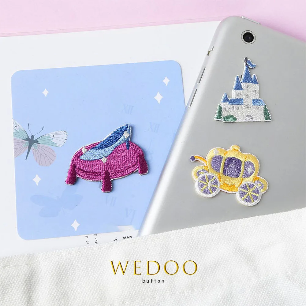 

Цельная наклейка на вышивку, наклейки Золушки, мультяшный узор, самоклеящаяся нашивка для куртки, джинсов, сумки, шапки