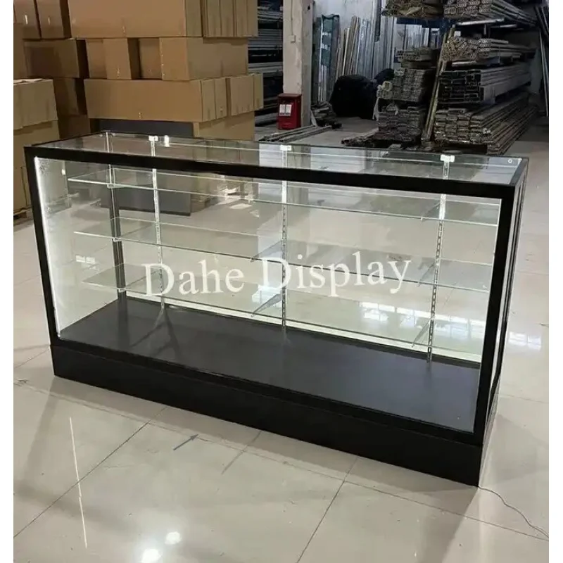 Custom.6ft multi-purpose store smoke shop glass display showcase with built-in LED light Full View steel frame glass display cab