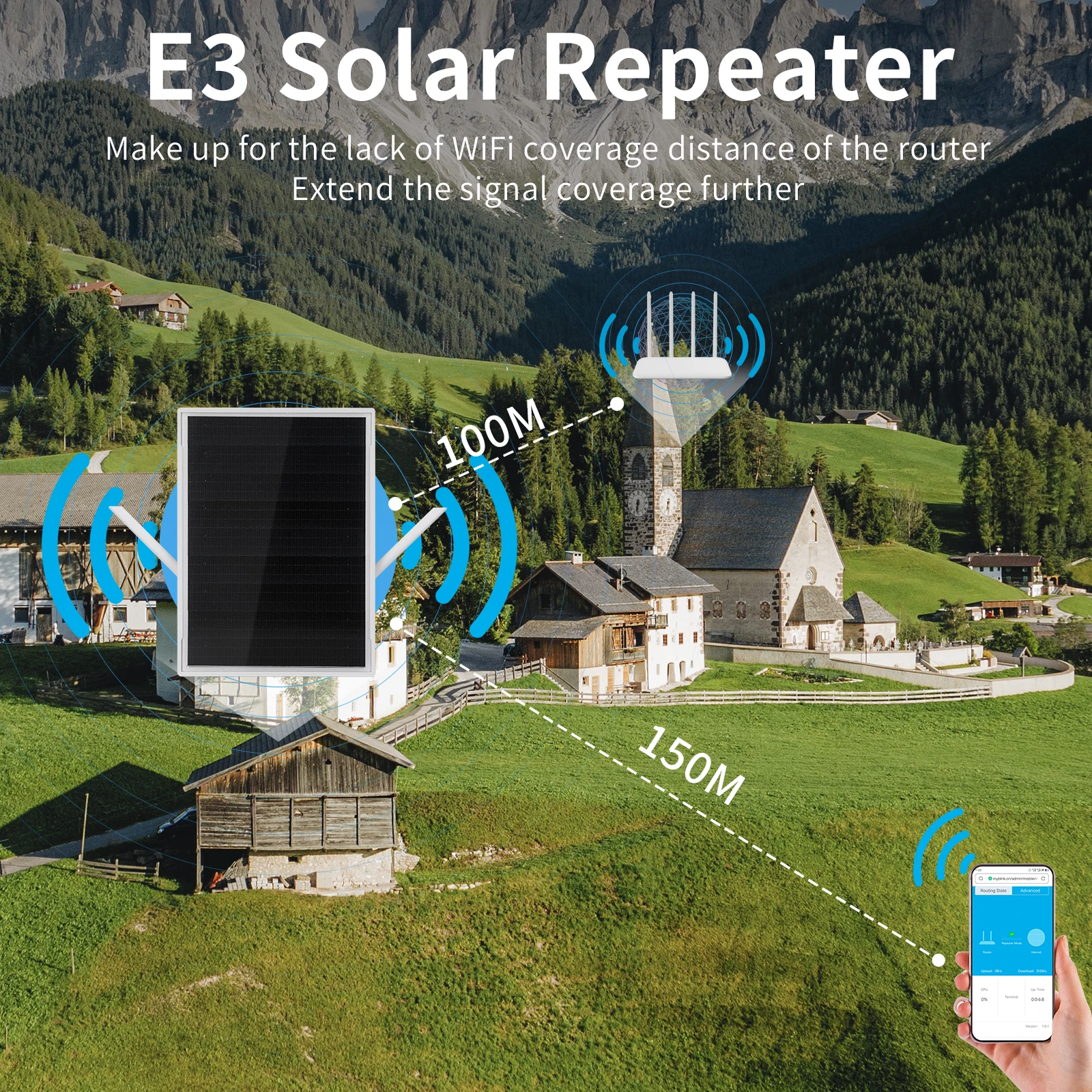 Imagem -03 - sem Fio ao ar Livre Repetidor wi fi Roteador de Energia Solar Extensor Sinal Impulsionador Dias 24 Horas de Tempo de Espera 4g Wifi Repetidor e3