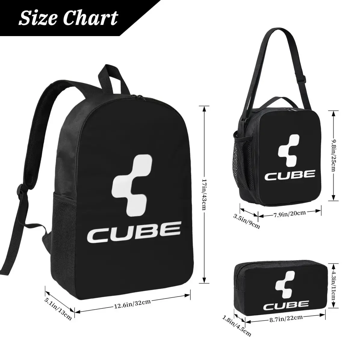 Cube Cycling Mtb Mountain Bike Backpack Boys Girls BookBag School Bag Laptop Shoulder Bags 3ps Insulated Lunch Bag Pencil Case