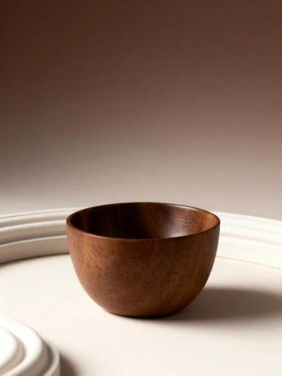 Natural Wood Fruit Bowl Round Mouth Thick Bottom Stackable Wooden Serving Bowl for Kitchen Counter Restaurant Home Use Salad