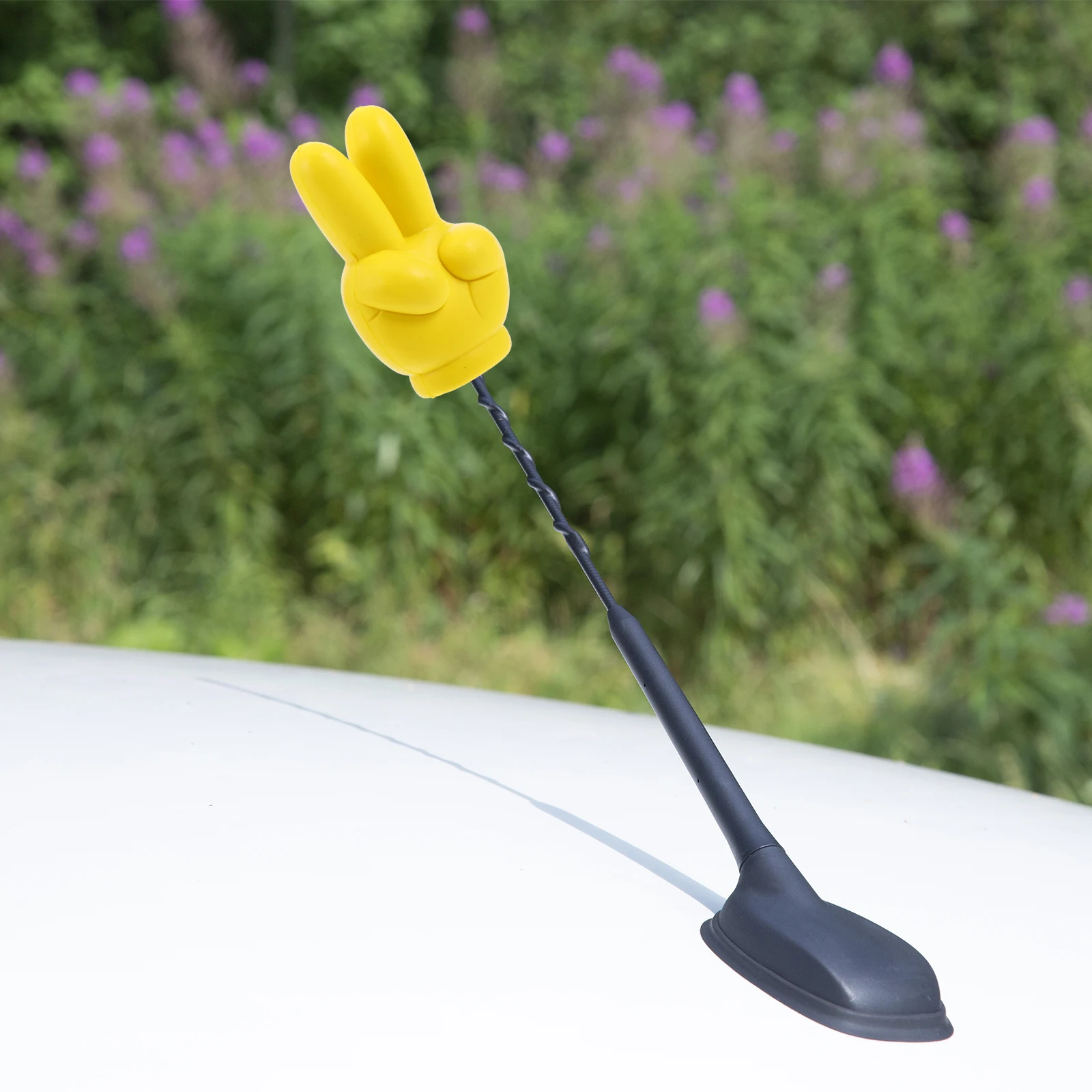 

Yellow Car Antenna Toppers PU Ball Decor Creative Accessories Universal Material Victory Gesture Design Car Exterior
