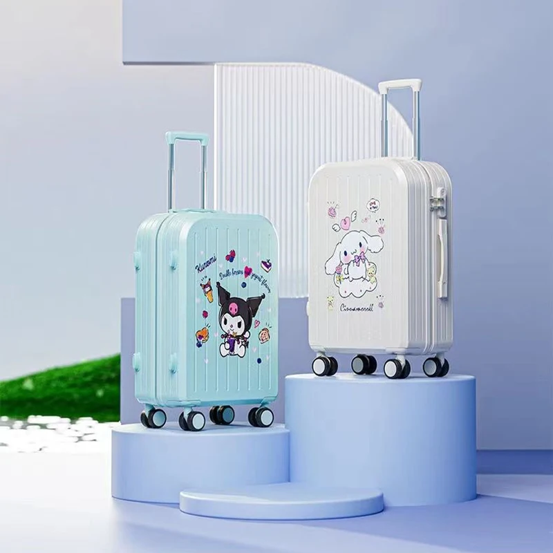 Cartoon Suitcase Sanrioed Kuromi Cinnamoroll 20-22-24Inch Trolley Case Melody Anime Kawaii Usb Charging Port Mute Student Travel