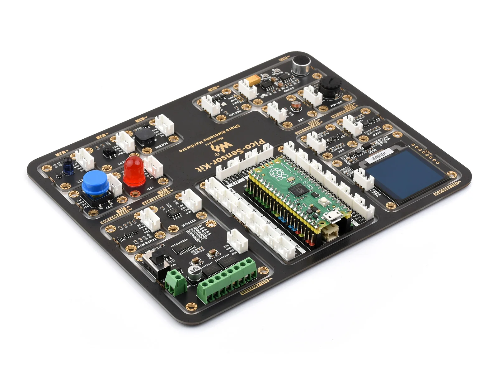Raspberry Pi Pico Beginner Sensor Kit with Expansion Board & 15 Modules - All-in-One Design, Plug & Play, No Soldering Required