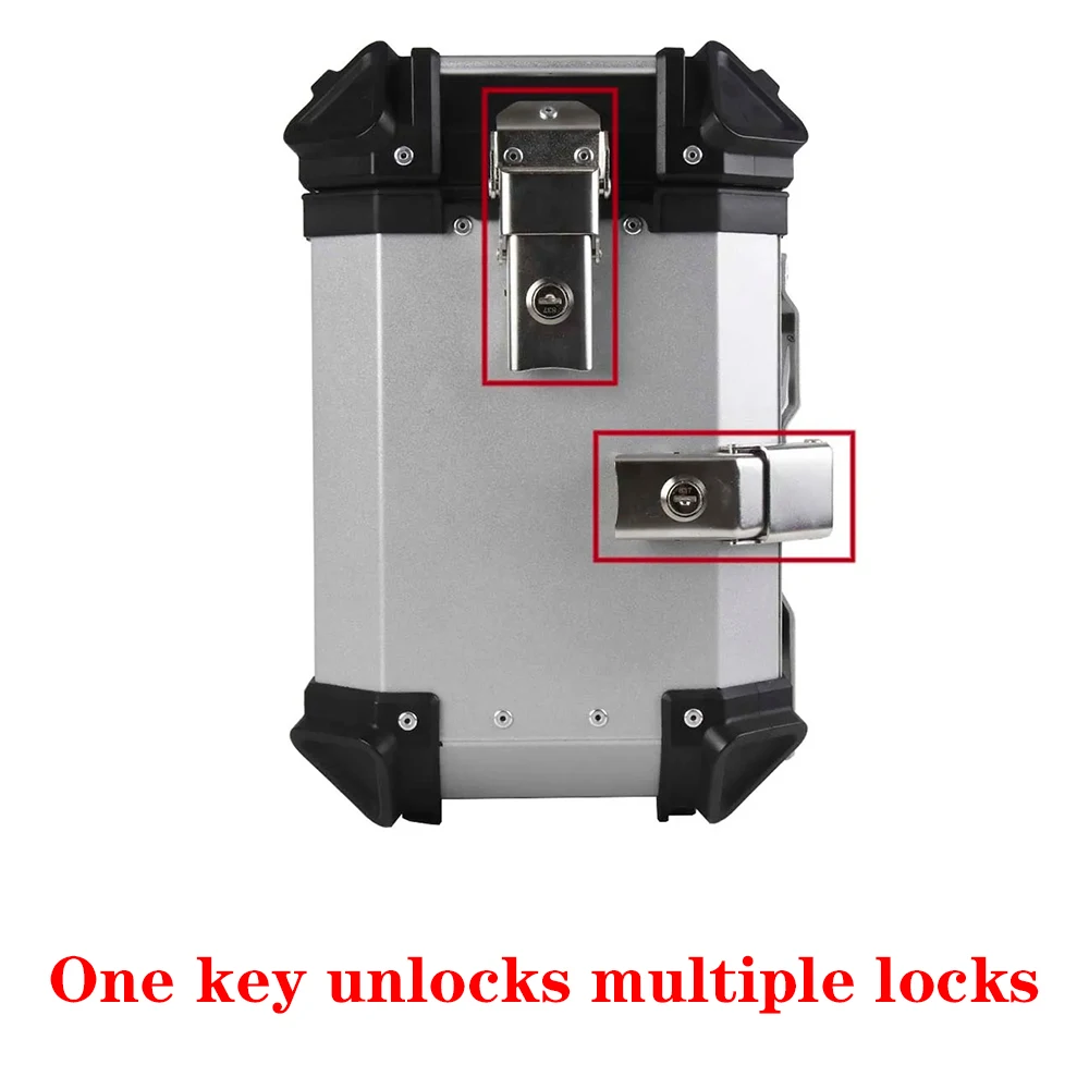 Universal 36L-100L Motorcycle Luggage Trunk Top 38L Box Side Case Storage Toolbox Key Lock Replacement Moto Accessories Aluminum