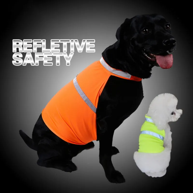 Pet Reflective Dog Vest Clothes High Visibility Jacket Small Large Dogs Fluorescent Safety Vests Puppy Outdoor Hiking Walking