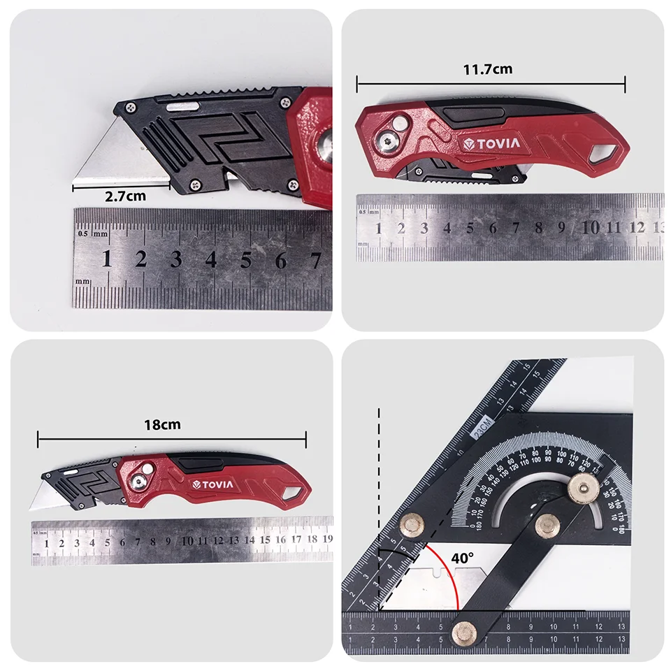 T TOVIA Klappmesser, austauschbares Allzweckmesser für Kabelkartons, Kartonschachteln, Schneidemesser mit Griff, Messerklingen, Outdoor-Handwerkzeug – Detail 5
