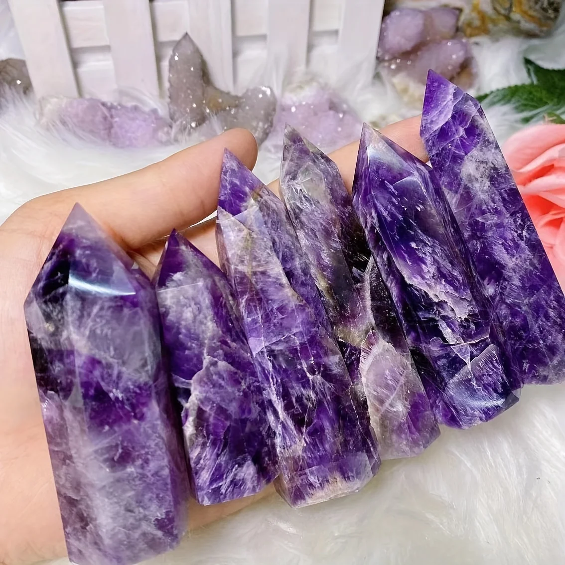 1pc Natural Fantasy Crystal Stone, Crystal Obelisk, Wand Tip, Mineral Specimen, Decoration, Crystal Gift