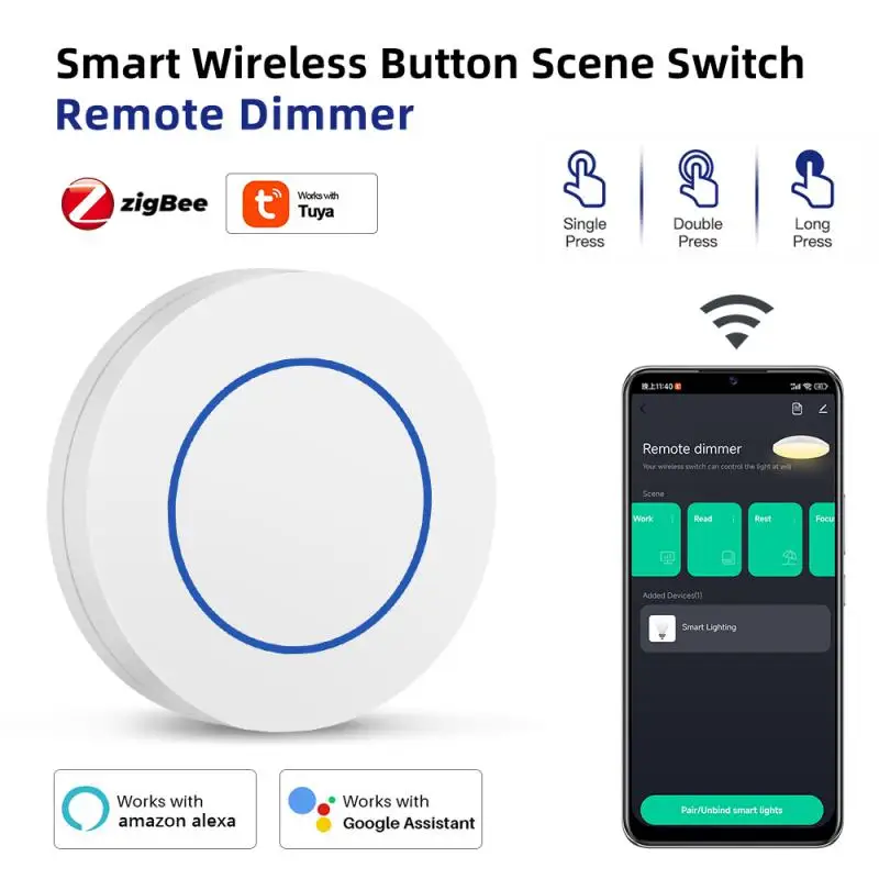 Tuya-Commutateur de scène intelligent avec batterie, bouton Zigéquation, liaison multi-scènes, télécommande, maison intelligente, besoin de passerelle Zigbee