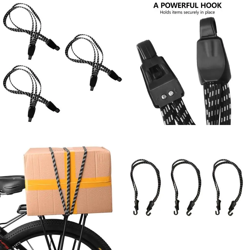 

Y1UC 3Pcs Elastic Bicycles Luggage Rope with Hook Elastic Carriers Rack Strap for Bicycles Motorcycles Trucks Shelves