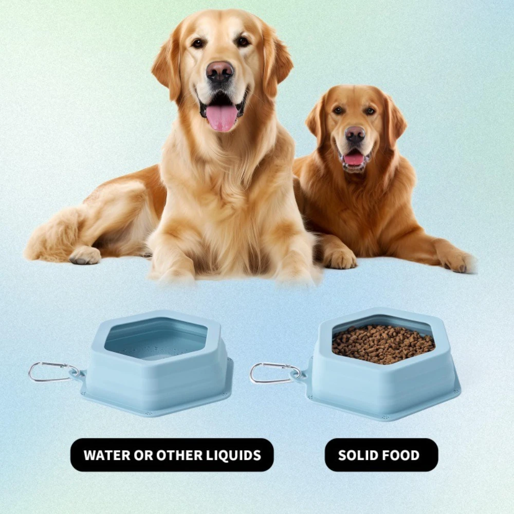

1Pc Splash-proof Dog Cat Outdoor Travel Bowl Anti-overflow Foldable Pet Feeder 700ml Folding Portable Silicone Dog Feeder Bowl