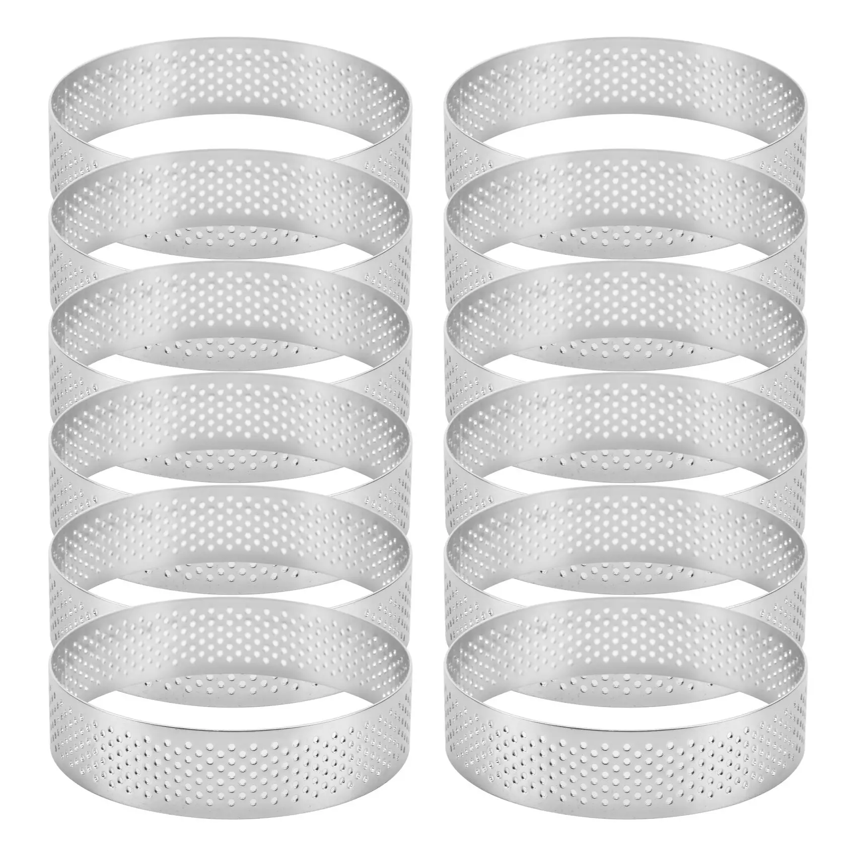 

12 Pack Stainless Steel Tart Rings,Perforated Cake Mousse Ring,Cake Ring Mold,Round Cake Baking Tools 6cm