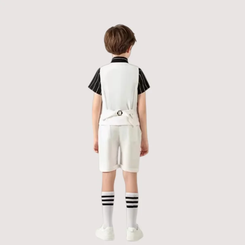 Children's Summer Vest Shorts 2Pieces Formal Wear For Wedding Boys Piano Host Speech Chorus Performance Costume