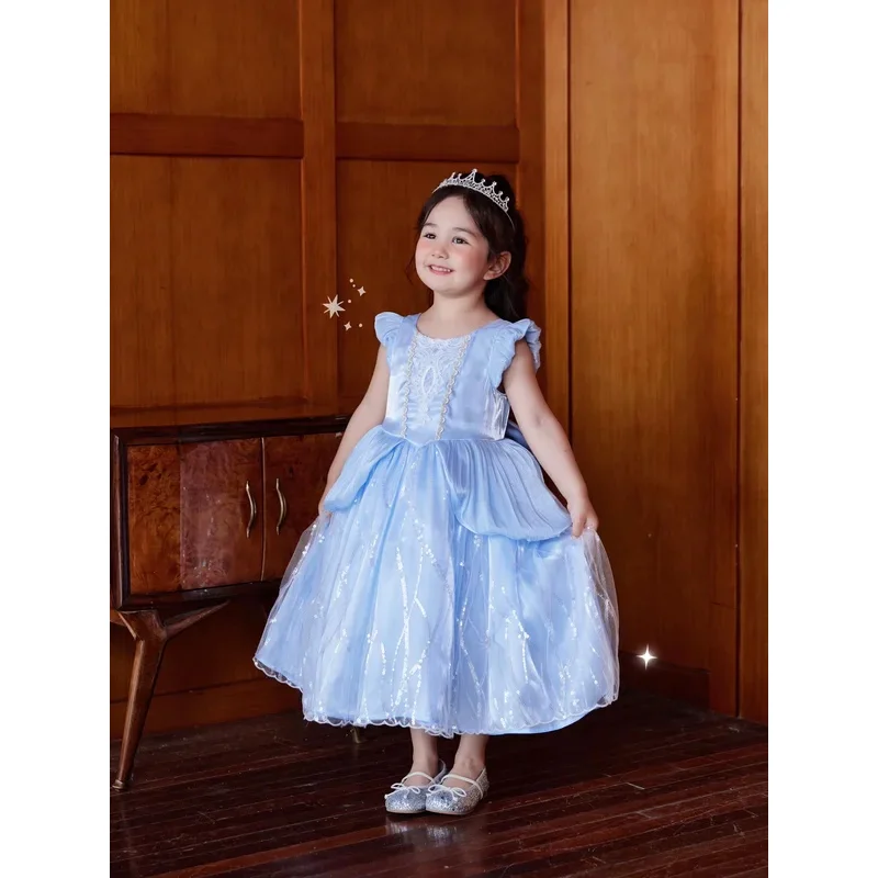 

Cinderella Dress for Girls Big Bow Kids Halloween Birthday Christmas Party Princess Cosplay Costume Children Ball Gown Clothes