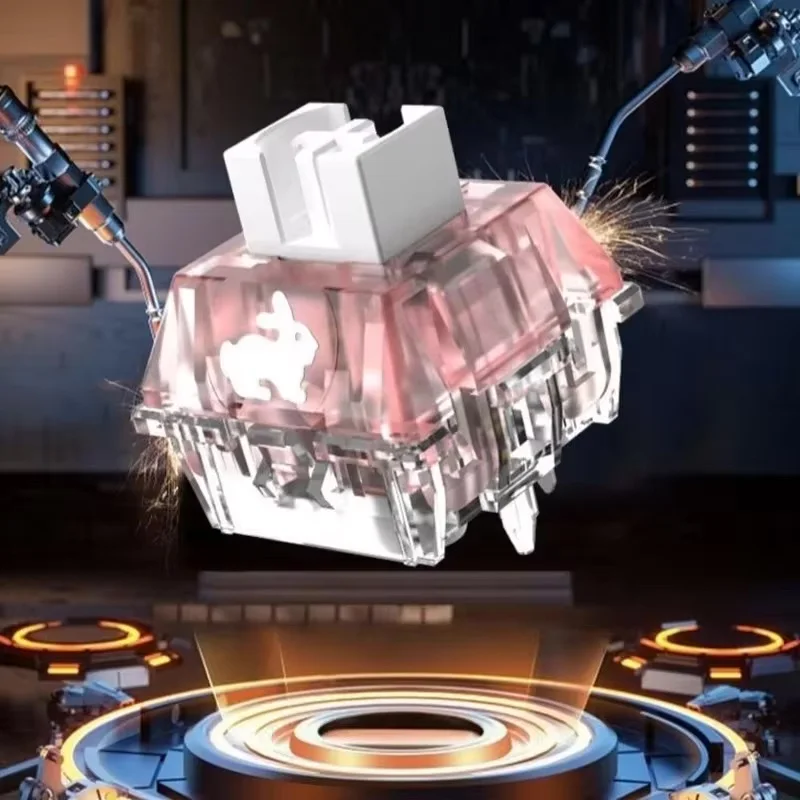 TTC أرنب مفتاح صامت إصدار RGB شفاف وردي 5Pin 42g مفاتيح لوحة المفاتيح الميكانيكية المخصصة سرعة سريعة التشحيم الدقيق