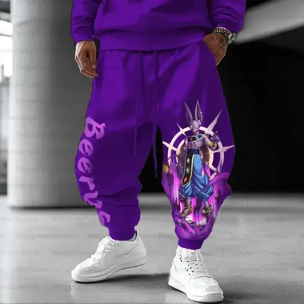 Pantalon en coton imprimé Goku violet, pantalon Anime unisexe, coupe ample, sarouel, taille Extra Large, jambes larges, jogging décontracté, Style de rue