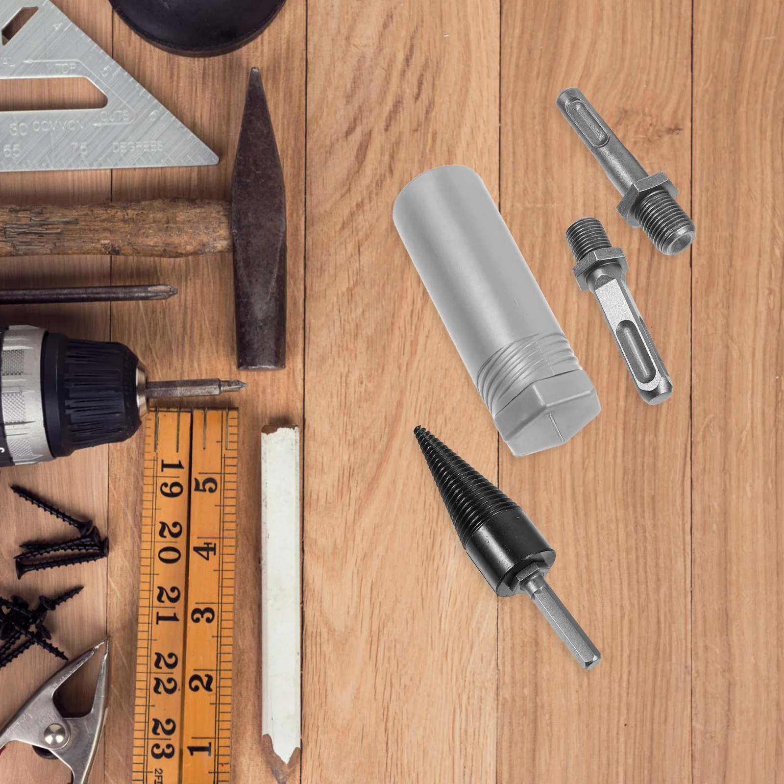 

4pcs Splitting Wood Cone Drill Bit Heavy Duty Steel For Efficient Firewood Splitting Needed Woodworking Tool Kit