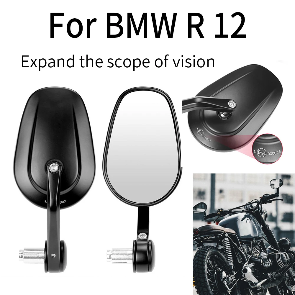 

For BMW R 12 Cruiser Motorcycle Rearview Mirrors Handlebar Side Mirrors Oval Wide Angle Vision Aluminum Alloy Adjustable Retro