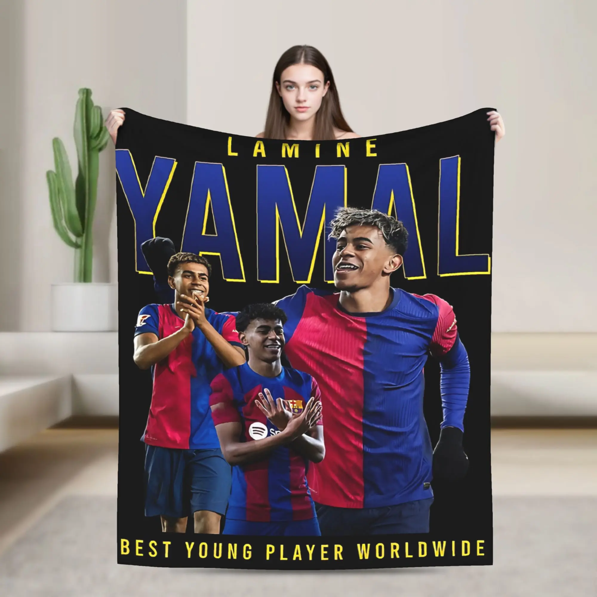 Lamine Y-Yamal  Throw Blanket  Flannel Bedspread For Couch Chair Sofa Bed Print Sofa Bed Cover