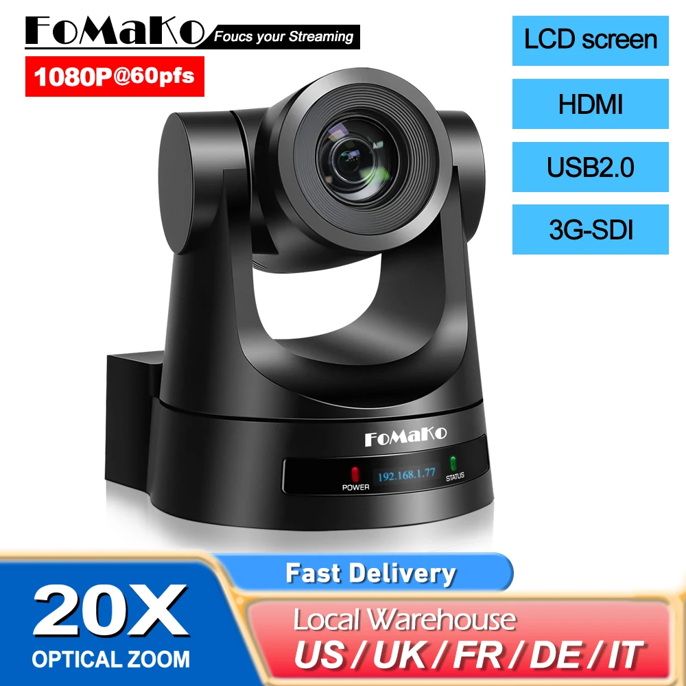 FoMaKo PTZ Camera HDMI 20/30x Optical Zoom 3G-SDI IP Live Streaming Camera PoE Supports for Church Services Worship