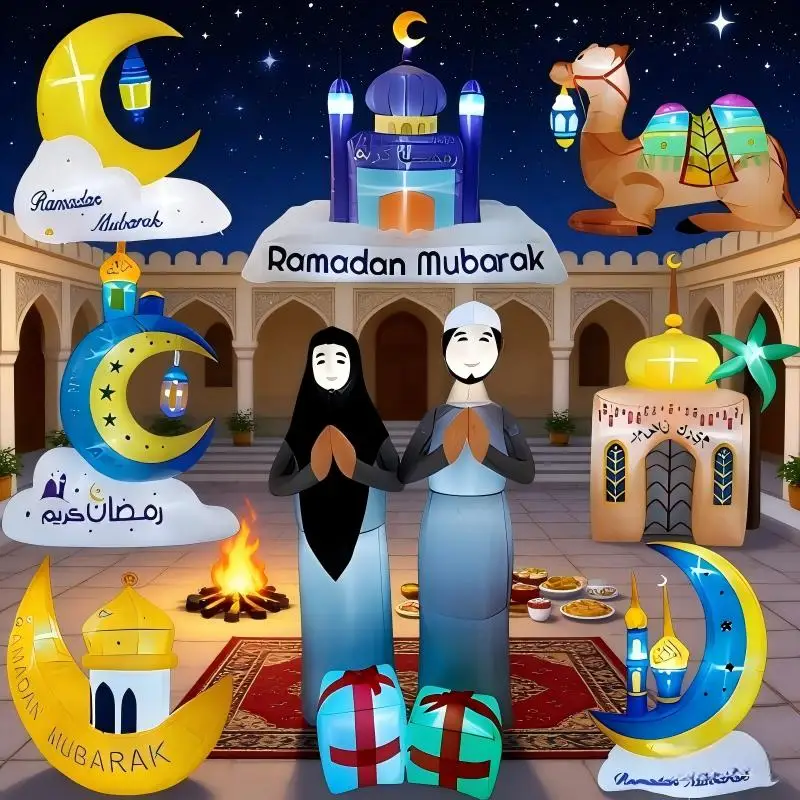 

Надувные украшения для Рамадана и Ид Мубарак со светодиодной подсветкой, мусульманские исламские праздничные товары для самостоятельного оформления вечеринок, уличные украшения для двора