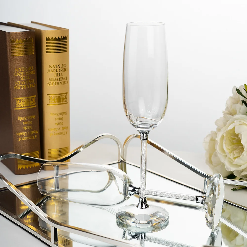 2pcs 230ml High-end Light Luxury Crystal Glass Goblet Red Wine Glass Champagne Glass Set Household Wine Glass Gift