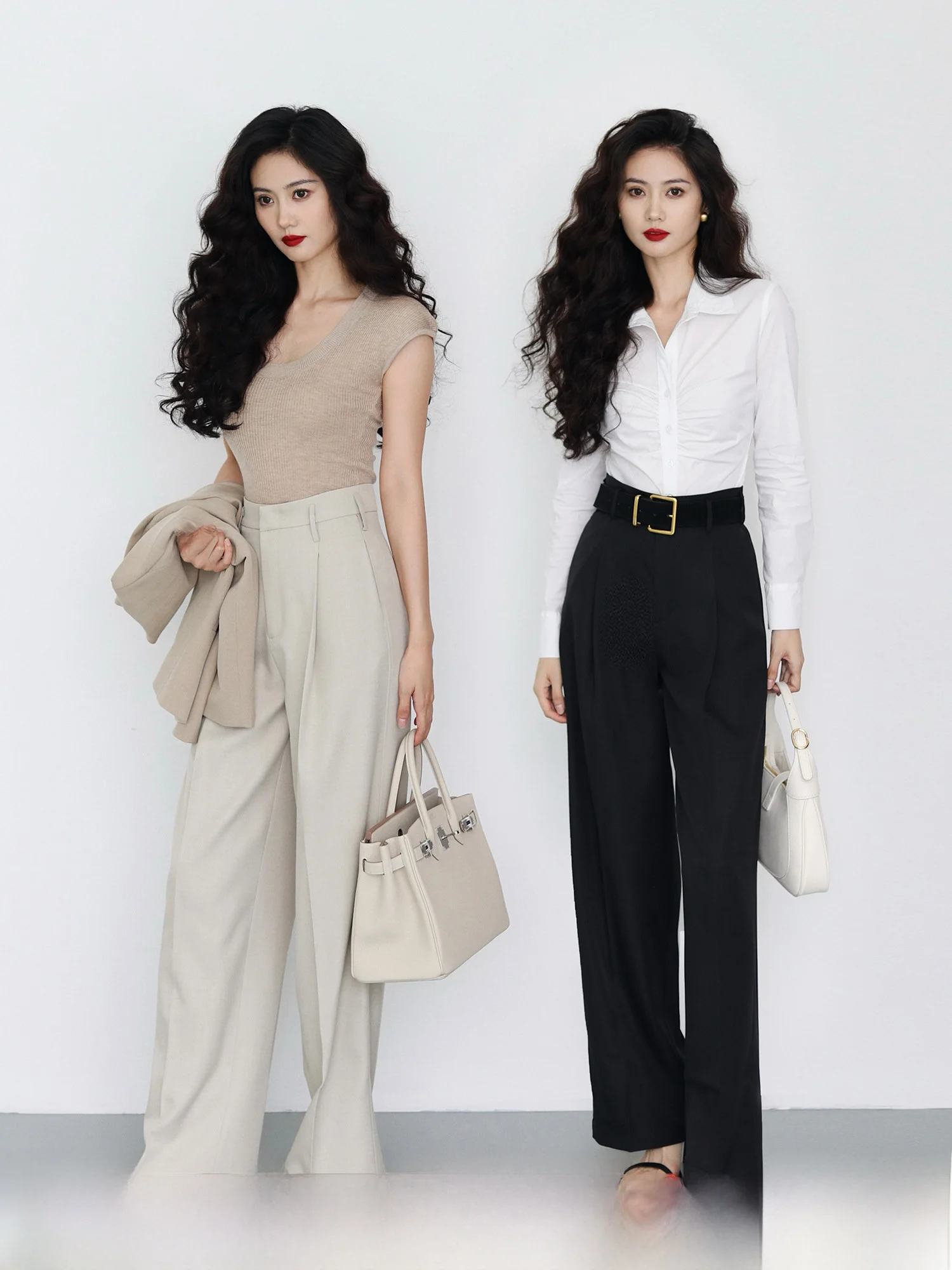 

TAIYANG OFFICE High Waist Wide Leg Pants Women's Loose Lazy Sle Floor Length Casual Trousers Straight Cut Busin Pants