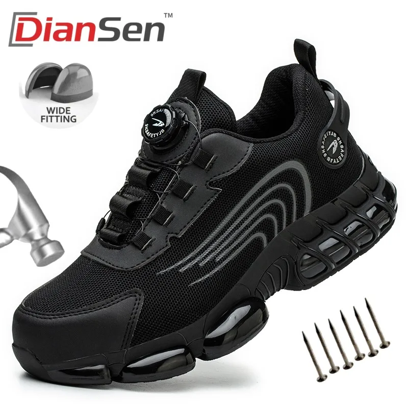 

Rotating Button New Safety Shoes Men Anti-smash Anti-puncture Work Shoes Fashion Men Sport Shoes Security Protective Boots Men