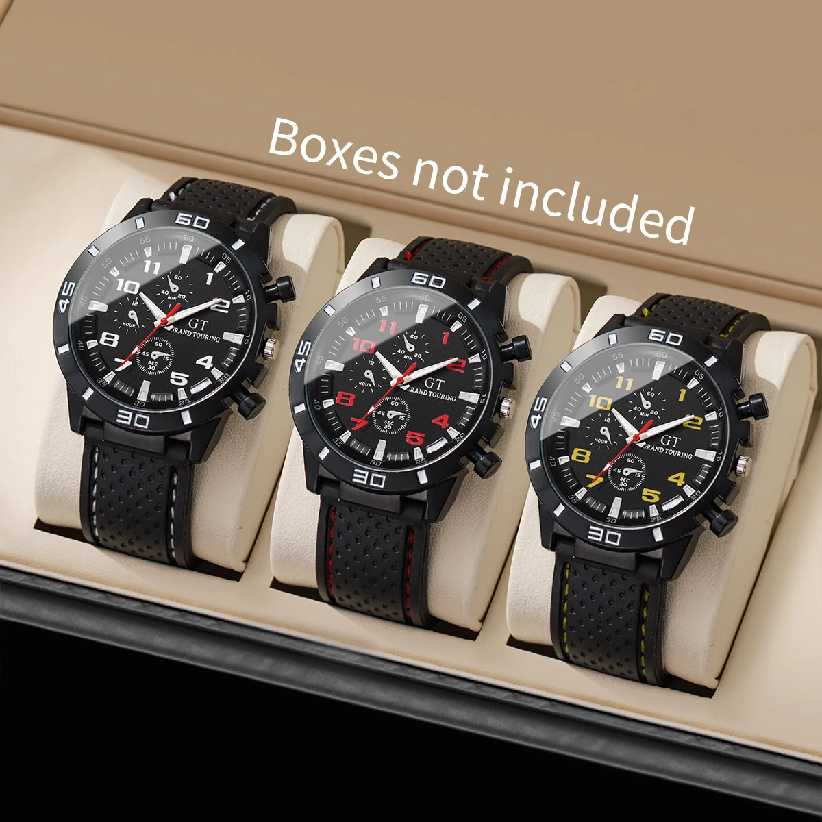 3PCS Fashion Men's Watches Set Casual Silicone Band Sports Watch Analong Quartz Wristwatch Relogio Masculino（Without Box）
