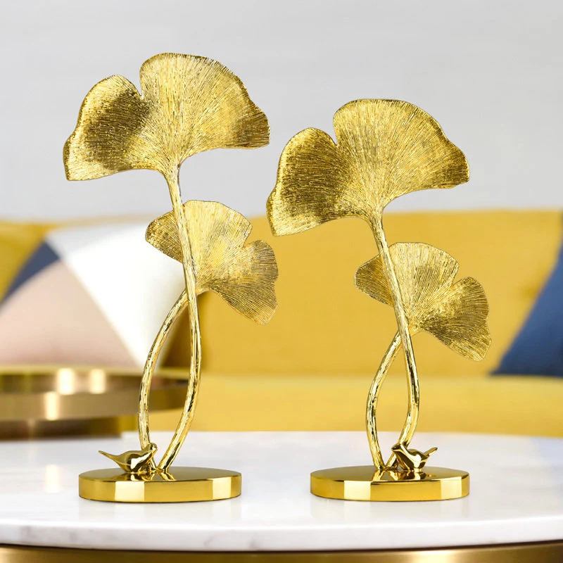 

Modern Ginkgo Leaf Figurines Decoration Crafts Home Livingroom Desktop Ornametns Hotel Office Furnishing Art