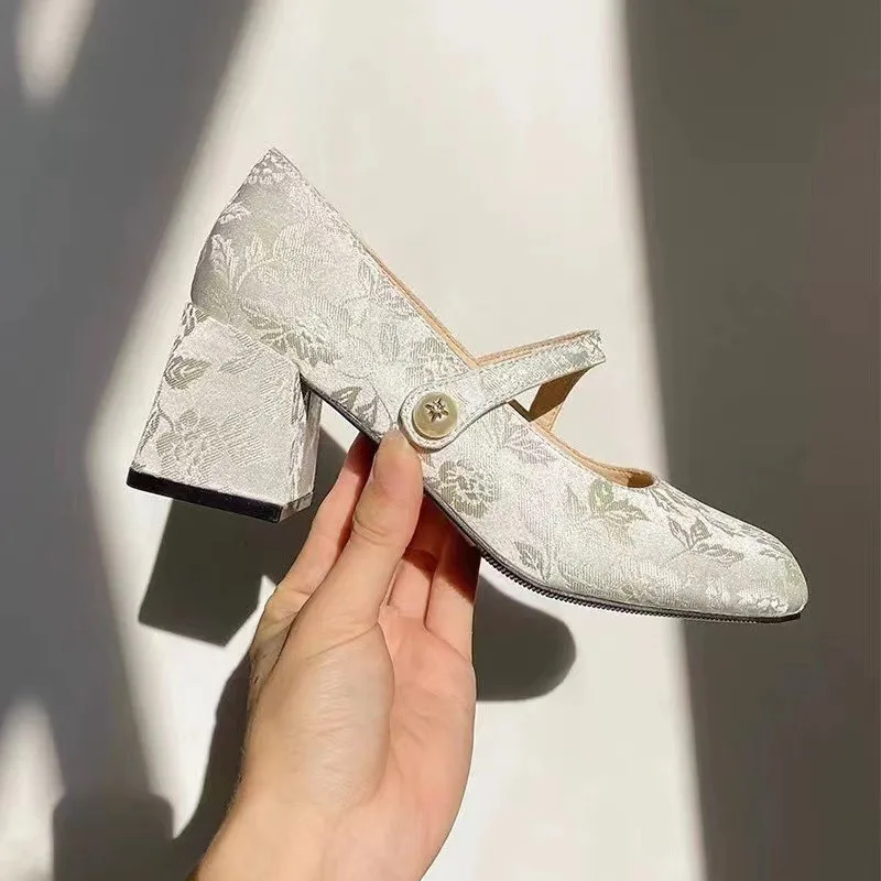 

Retro Women Mary Jane Shoes Exquisite Chinese Style High Heels for Woman Fashion Lolita Casual Shoe Designer Shoes Zapatos Mujer