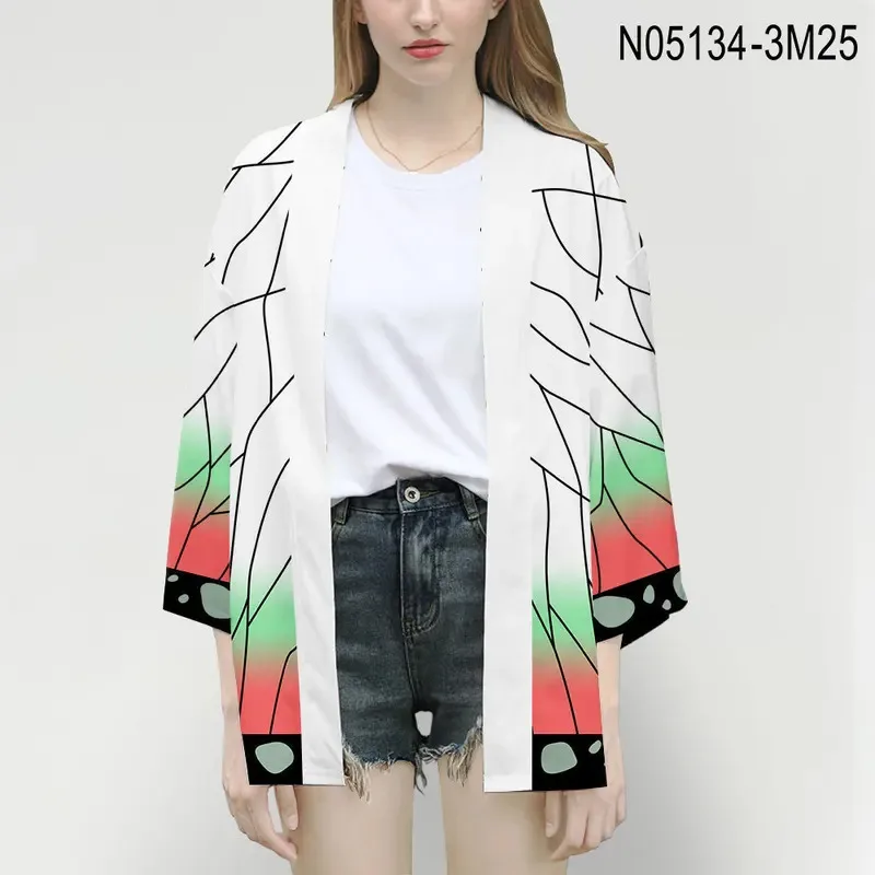 Anime Cosplay Costume Demon Slayer Kimetsu No Yaiba Haori Kimono Agatsuma Zenitsu Kochou Shinobu Summer Coat Shirt Anime Clothes