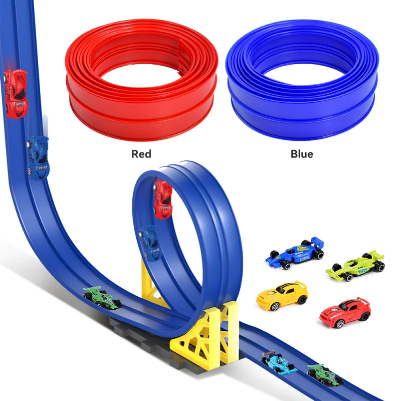 Soft track racing set, speed competition car model, assembly racing track kit, suitable as a gift for festivals.