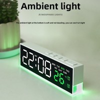 Temperature LED Digital Clock with Calendar Atmosphere Lights LED Night Light Clock Date Voice Control Bedside Alarm Clock