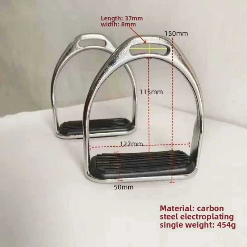 1 زوج الفولاذ المقاوم للصدأ ركاب الحصان معدات ركوب الخيل ركاب الفروسية المضادة للانزلاق وسادة مطاطية الحصان الملحقات