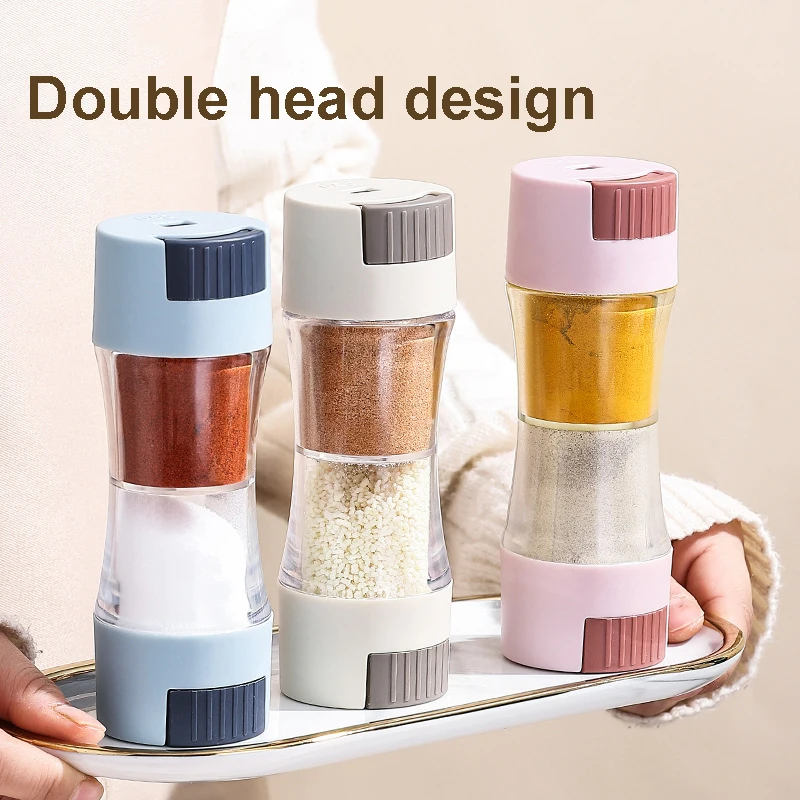 Salt Shaker Pepper Shaker With Pour Holes Double Head Spic Jar For Dining Table Seasoning Spice Organizer Items For Home Hotels