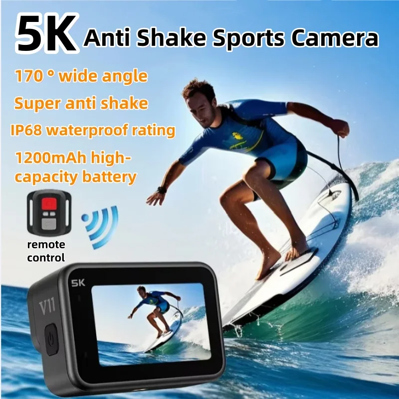 

5K Action Camera WiFi 4K 60FPS Dual IPS 2.2 Touch LCD DVR 170° Wide Angle Waterproof 5X Zoom Sport Camera Anti-shake With Remote