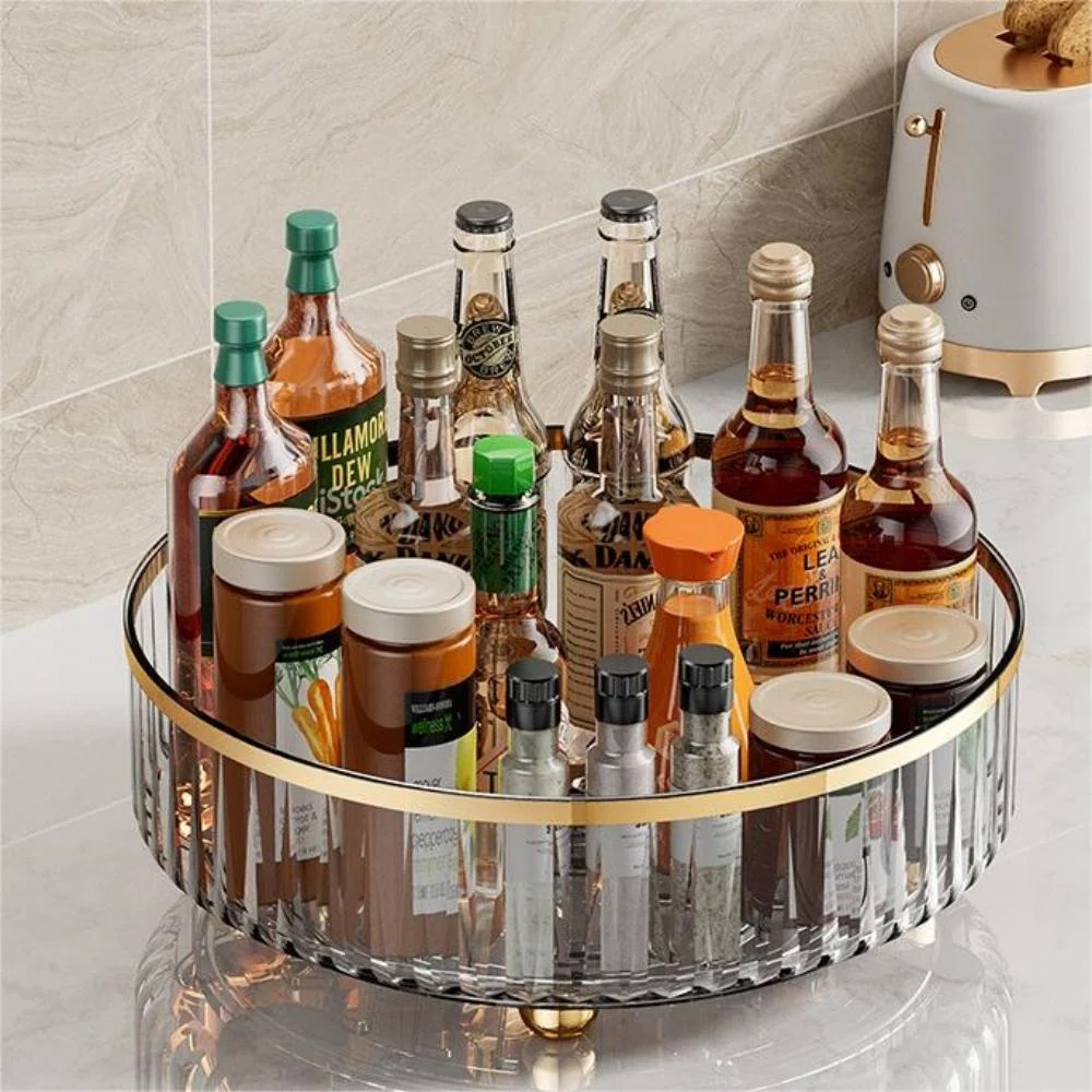 

1pcs Rotating Tray Spice Rack Pantry Cabinet Turntable Storage Bin Kitchen Organizer For Seasoning Cosmetic Storage Box