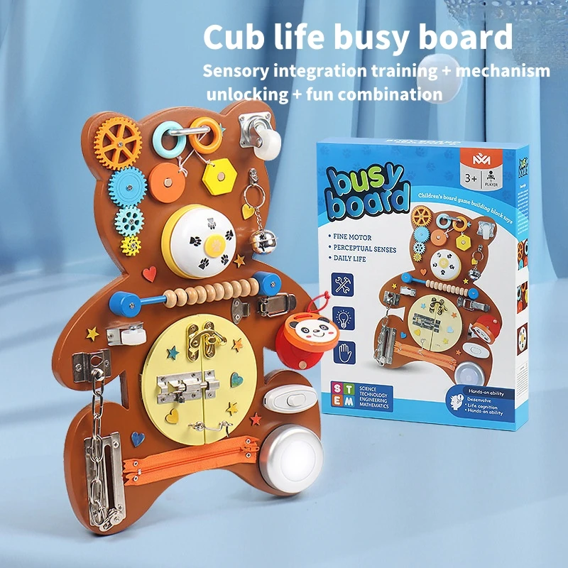 

Suitable for 3 to 6 Children's Day Gift Party Games kids Toys Smart Games Games for Children Bear Double-sided Busy Board