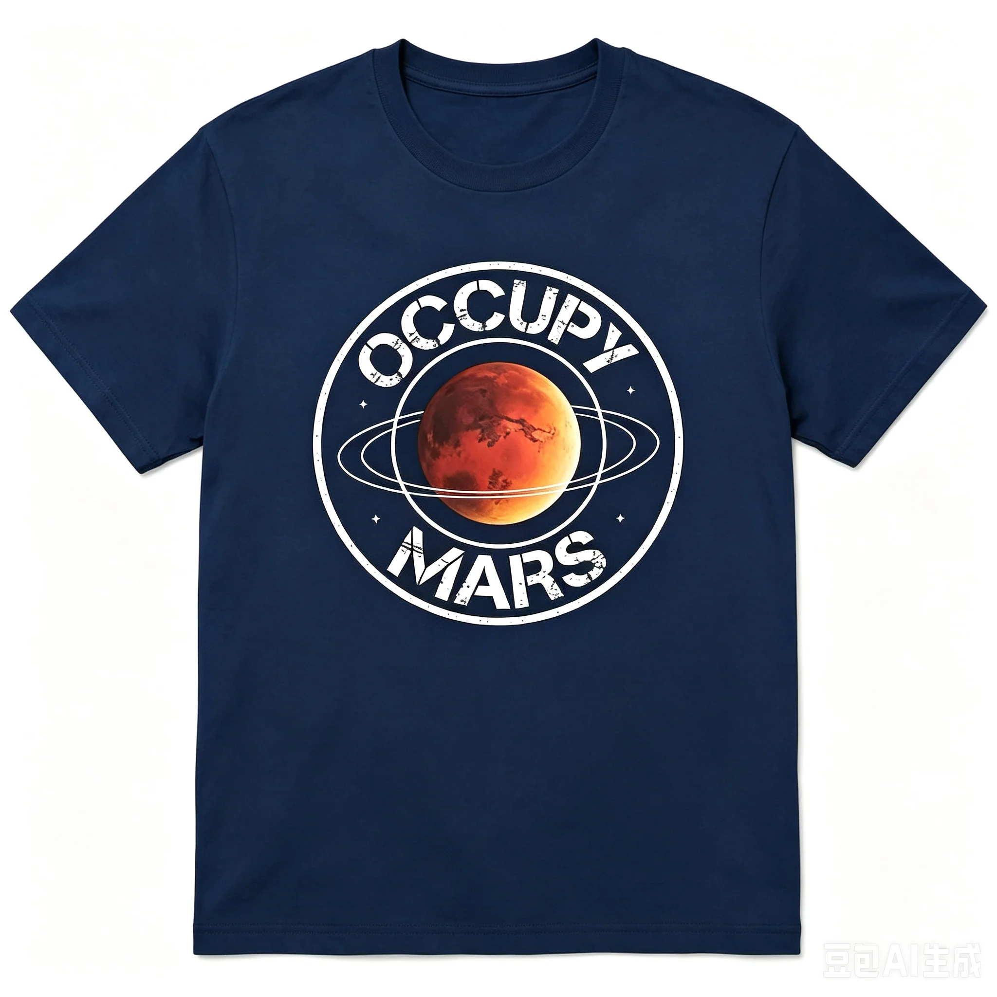 Men Occupy Mars Vintage Badge Graphic T Shirt Space Planet Mars Crew Neck Short Sleeve Casual Astronomy Tee