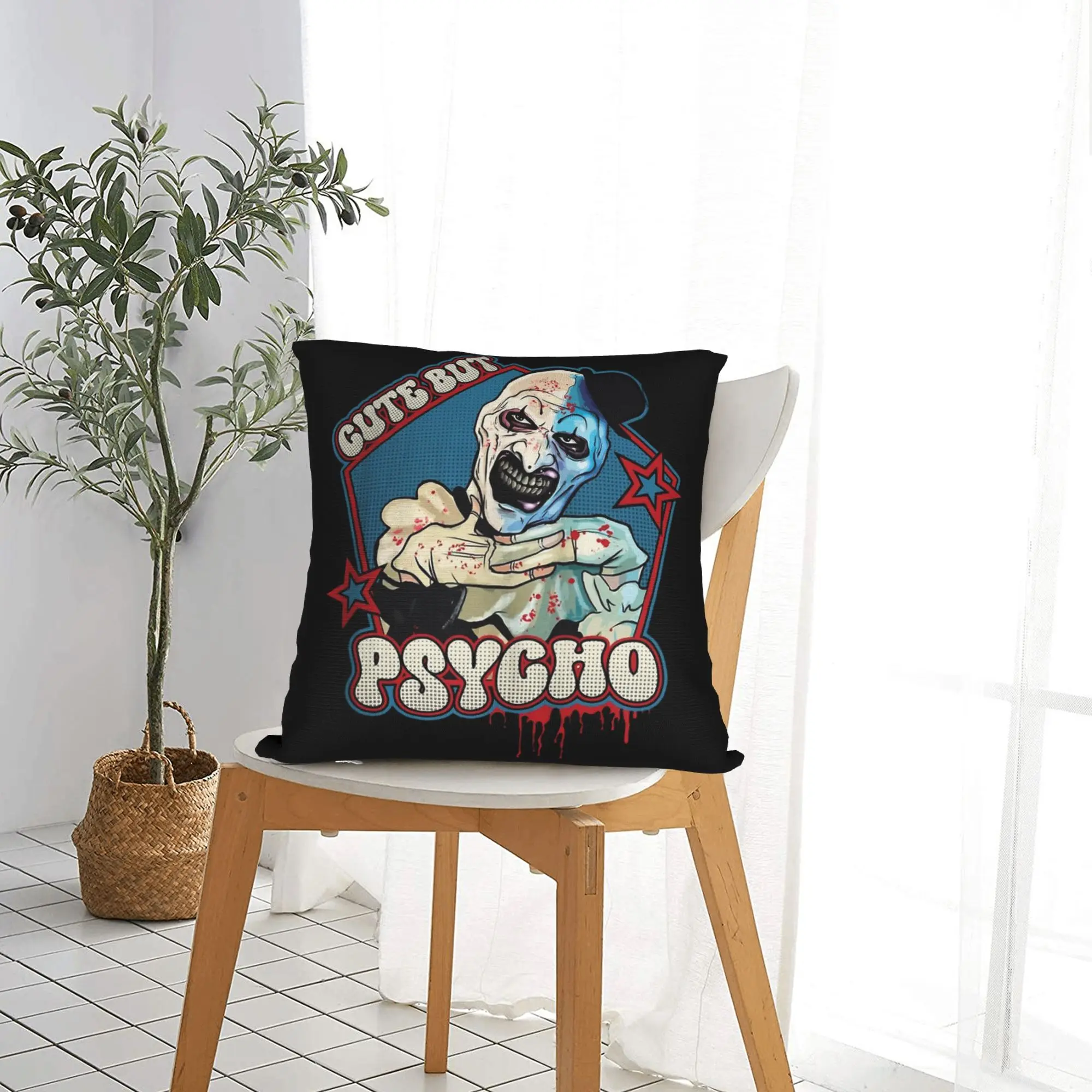 Art The Clown Terrifier Pillowcase Printed Cushion Cover Decorations Halloween Throw Pillow Case Cover Home Square