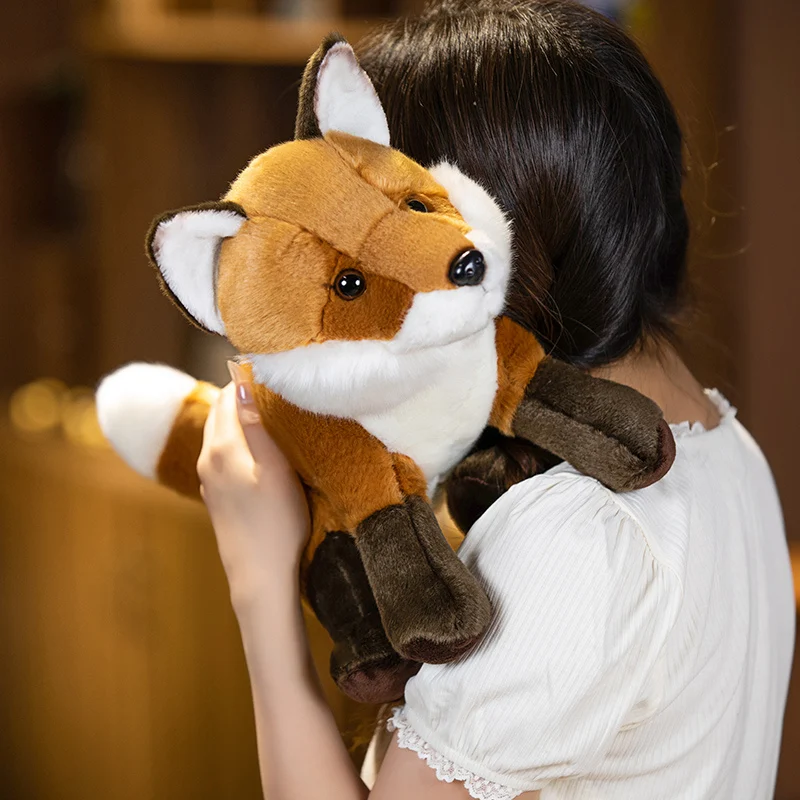 Cute Simulation Fox Plush Toy Kawaii Stuffed Wild Animals Lovely Lifelike Plushies Fox Soft Kids Toys Birthday Gifts Home Decor