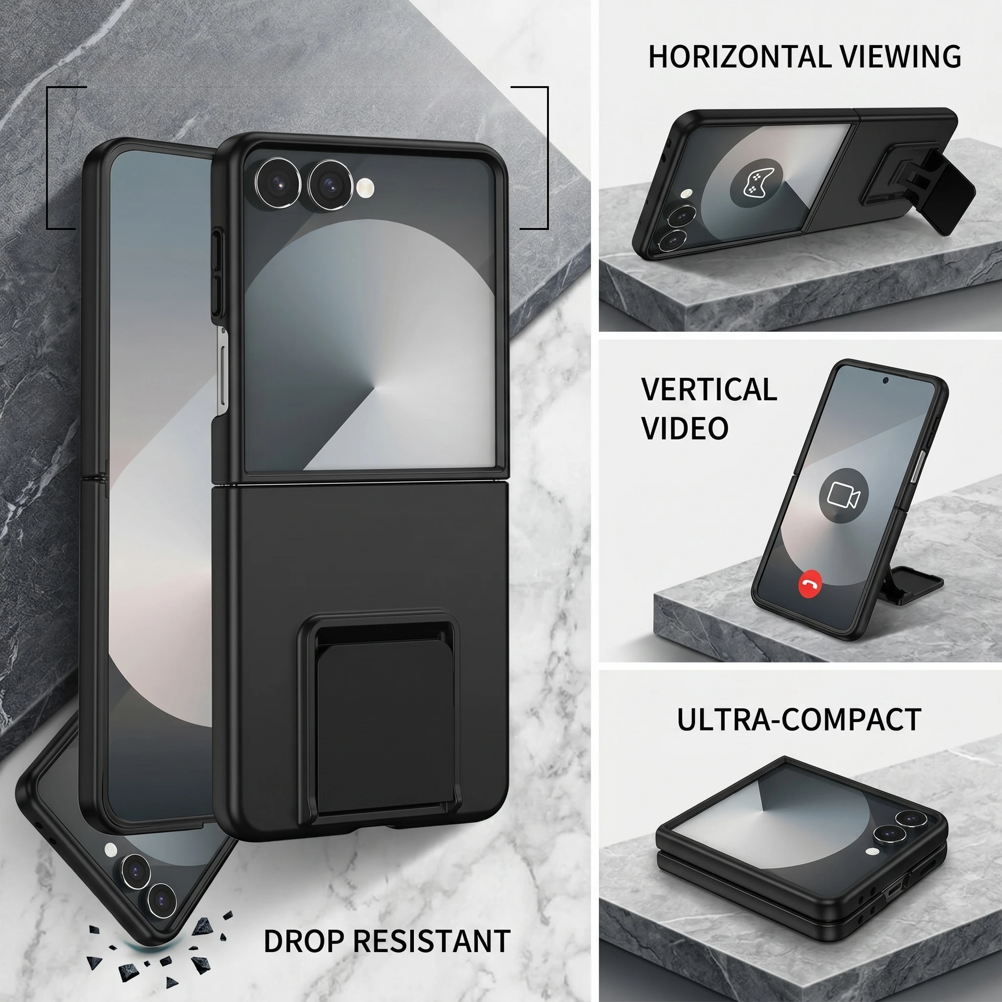 Stand Holder Cell Phone Cover Case for Samsung Galaxy Z Flip7 Flip6 Flip 7 FE 5G Flip5 Flip4 Flip3 Flip 6 5 4 3 Fall Protection