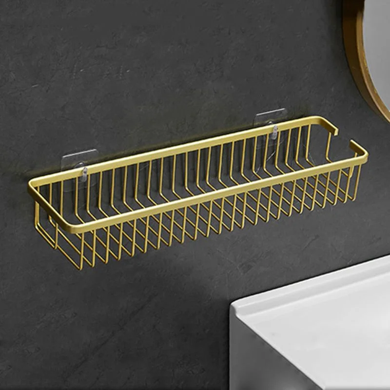 Wall Mounted Bathroom Shelf Aluminum Shampoo Cosmetic Storage Rack Brushed Gold Storage Organizer Rack Soap Cosmetic Shelf