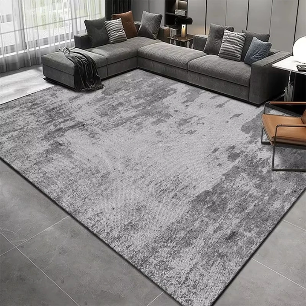 Grey Abstract Carpet Ink Wash Textured Rug Living Room Coffee Table Floor Mat Modern Minimalist Cement Area Room Doormat