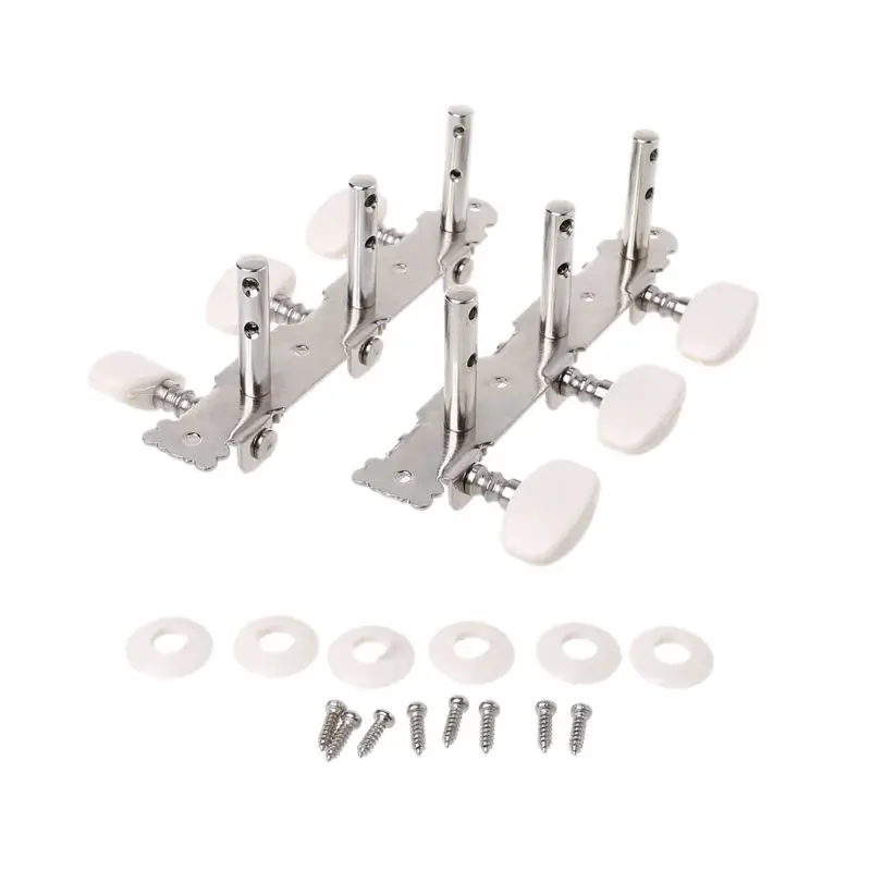 652d Set Van 2 Stuks Klassieke Zilveren Gitaar Tuner Tuning Machine Heads Toetsen Pinnen Nieuw